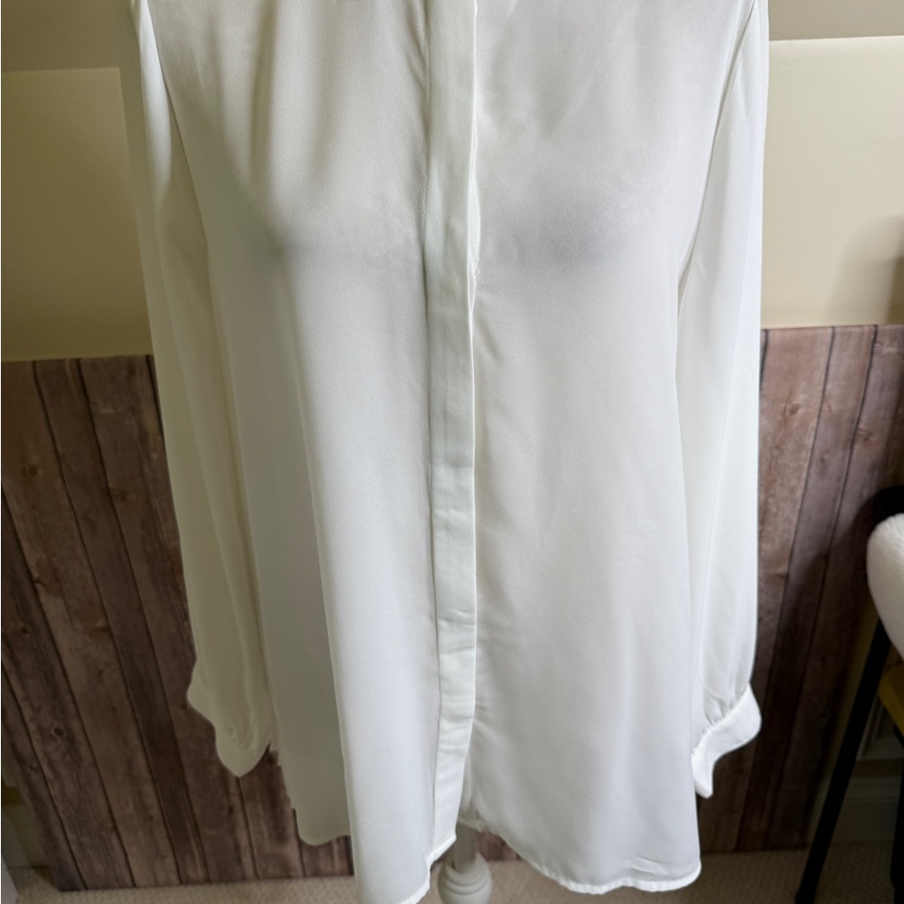 Adrianna Papell White Pleated Blouse